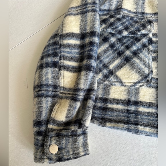 Zara Blue/Cream/Gray Plaid Shacket Size M - Picture 5 of 8